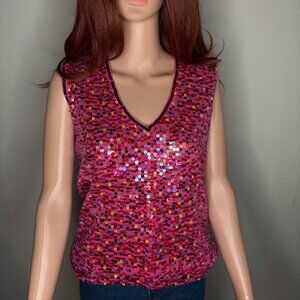 Venezia Jeans Pink Sequin Sleeveless Top